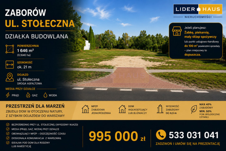 Działka Sprzedaż Zaborów 1
