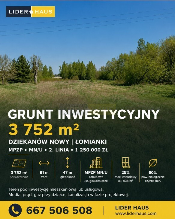 Działka Sprzedaż Dziekanów Nowy
